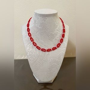 3mm Red crystal patterned necklace/choker